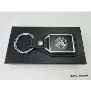 MGC716 - Black Leather and Chrome Keychain