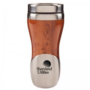  MGC6200 Stainless Steel Wood Laminate Travel Mug