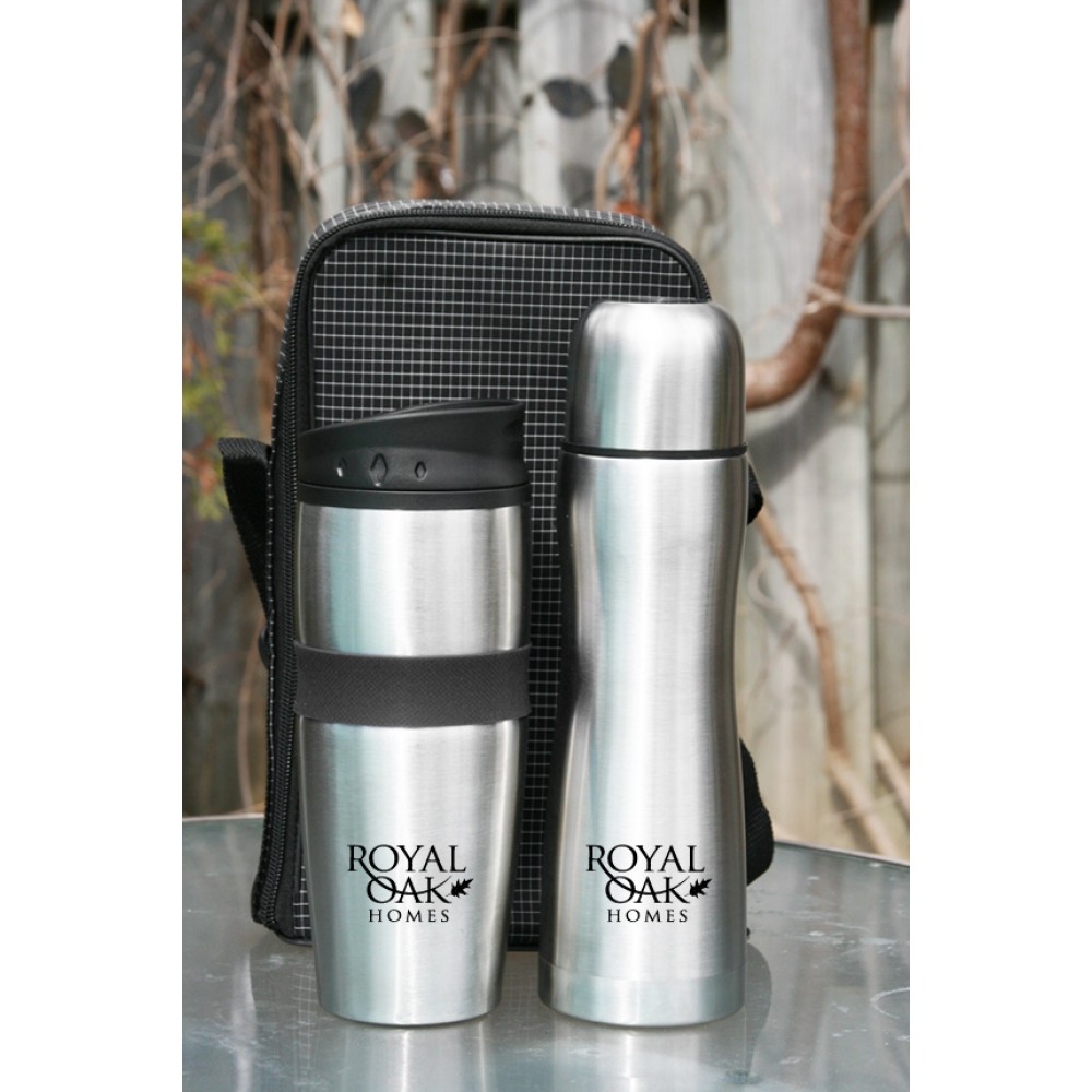 Vacuum flask with 2 cups  Magellan Creative Branding Solutions