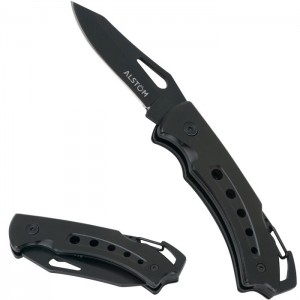 MGC17191 - Black Oxide Steel Knife w/Carabineer